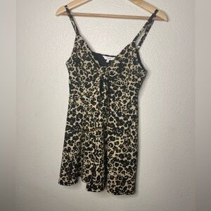 Candie's Black and Tan Leopard Romper with Front Tie Size Small